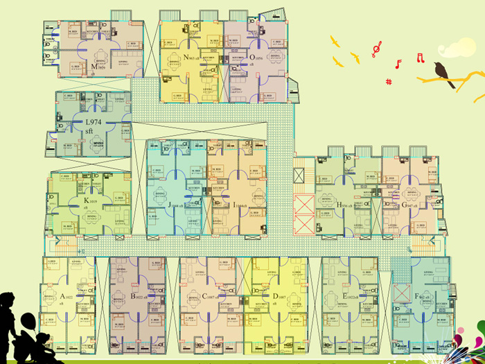 Typical Floor Plan of RPDL Central Cooperative Tower